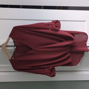 Draping sheer vneck top